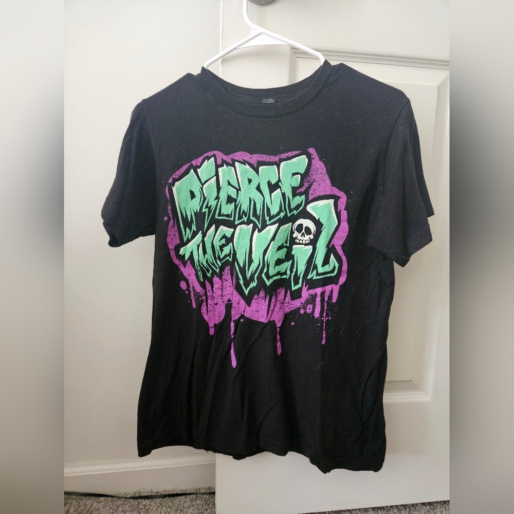 Pierce The Veil Band Tee Graphic T-Shirt - Black and Purple